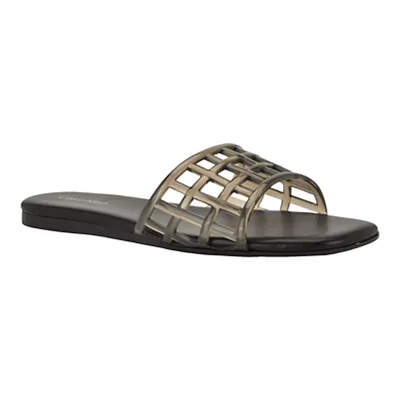 Yelena Square Toe Slip-on Flat Sandals