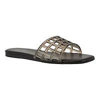 Yelena Square Toe Slip-on Flat Sandals