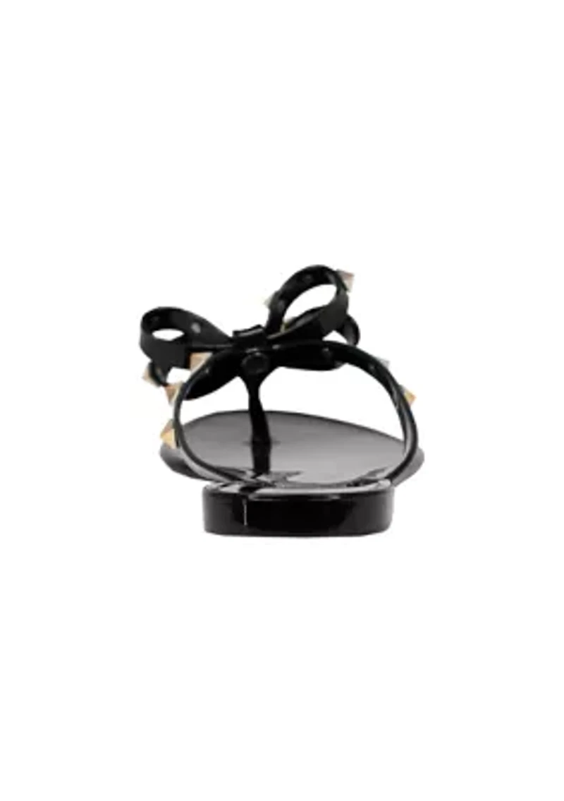 Papaya Studded Bow J  Flat Sandals