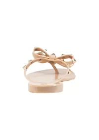 Papaya Studded Bow J  Flat Sandals