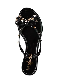 Papaya Studded Bow J  Flat Sandals