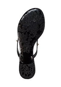 Papaya Studded Bow J  Flat Sandals