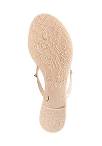 Papaya Studded Bow J  Flat Sandals