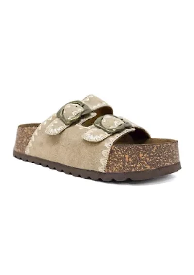 Keya Stitch Buckle Footbed Sandals