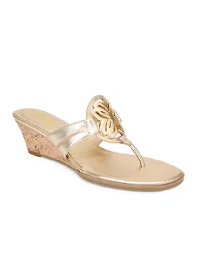 Logo Wedge Flip Flop Thong Sandals