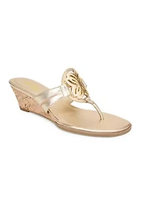 Logo Wedge Flip Flop Thong Sandals