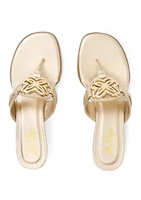 Logo Wedge Flip Flop Thong Sandals
