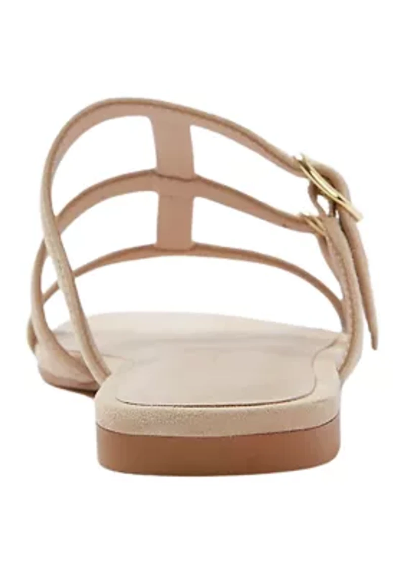 Grecian Buckle Flat Slide Sandals