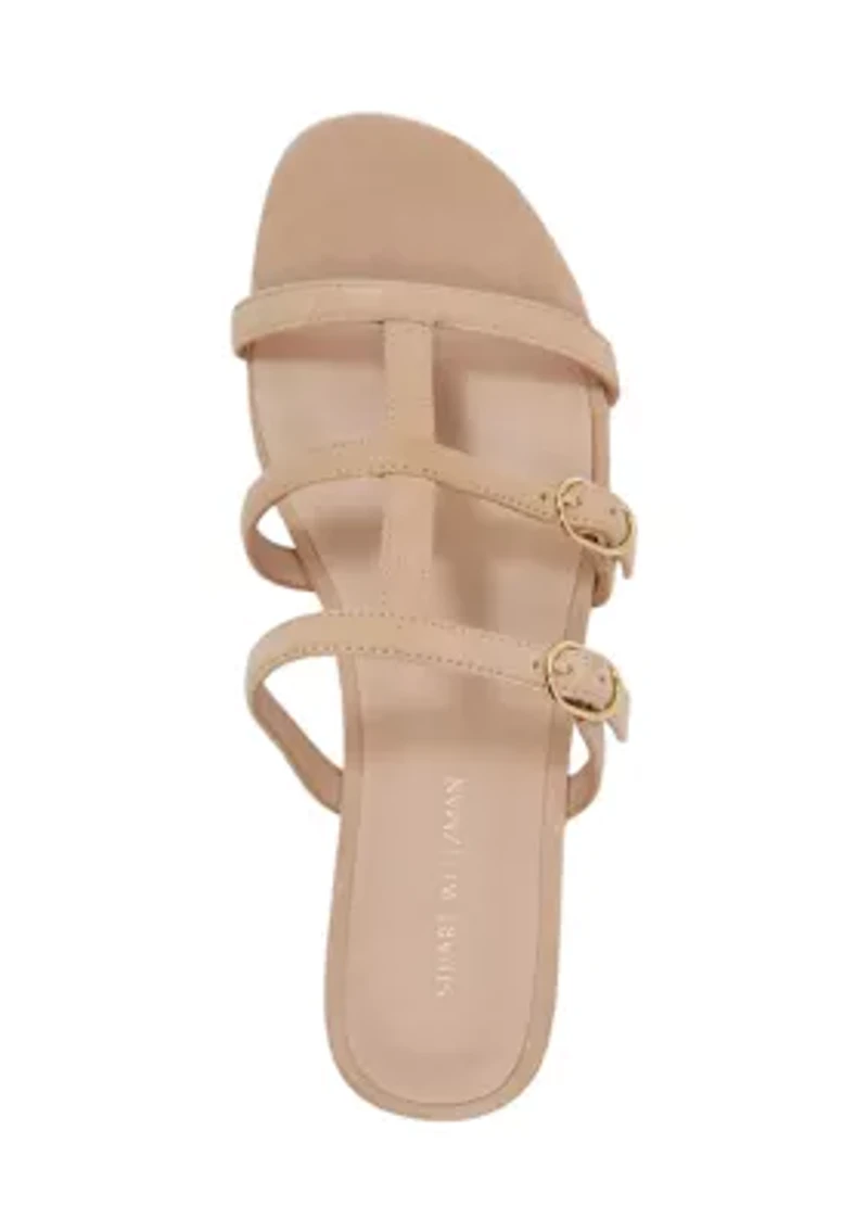 Grecian Buckle Flat Slide Sandals