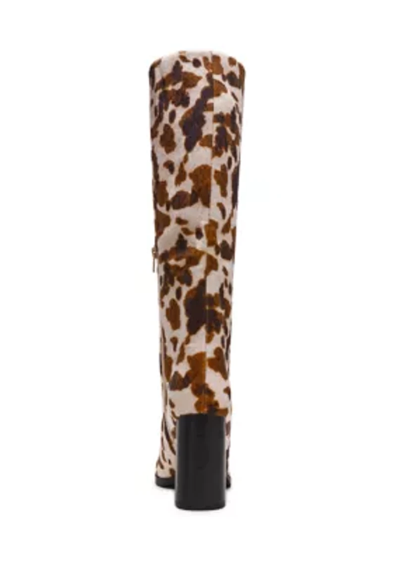 Bardonny Knee-High Cow Print Boots