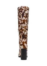 Bardonny Knee-High Cow Print Boots