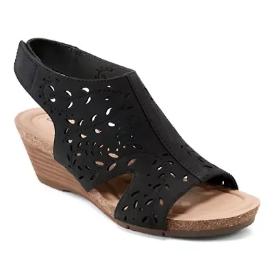 Halin Round Toe Casual Slingback Wedge Sandals