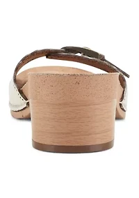 Haisly Round Toe Block Heel Slip-on Sandals