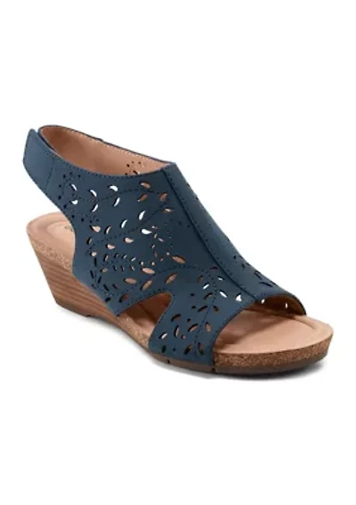 Halin Round Toe Casual Slingback Wedge Sandals