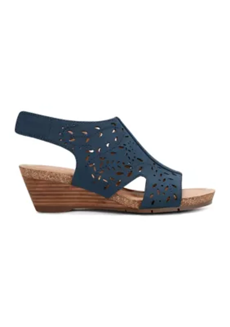 Halin Round Toe Casual Slingback Wedge Sandals