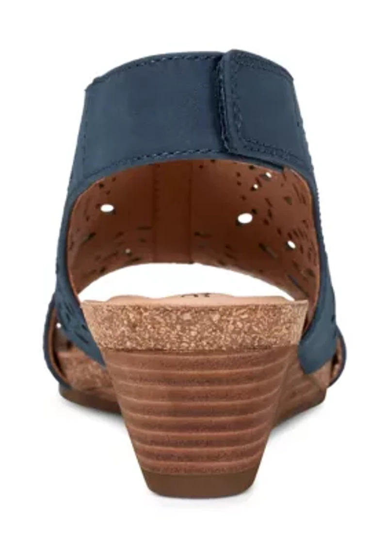 Halin Round Toe Casual Slingback Wedge Sandals