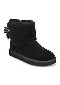 Wing Round Toe Casual Ankle Booties