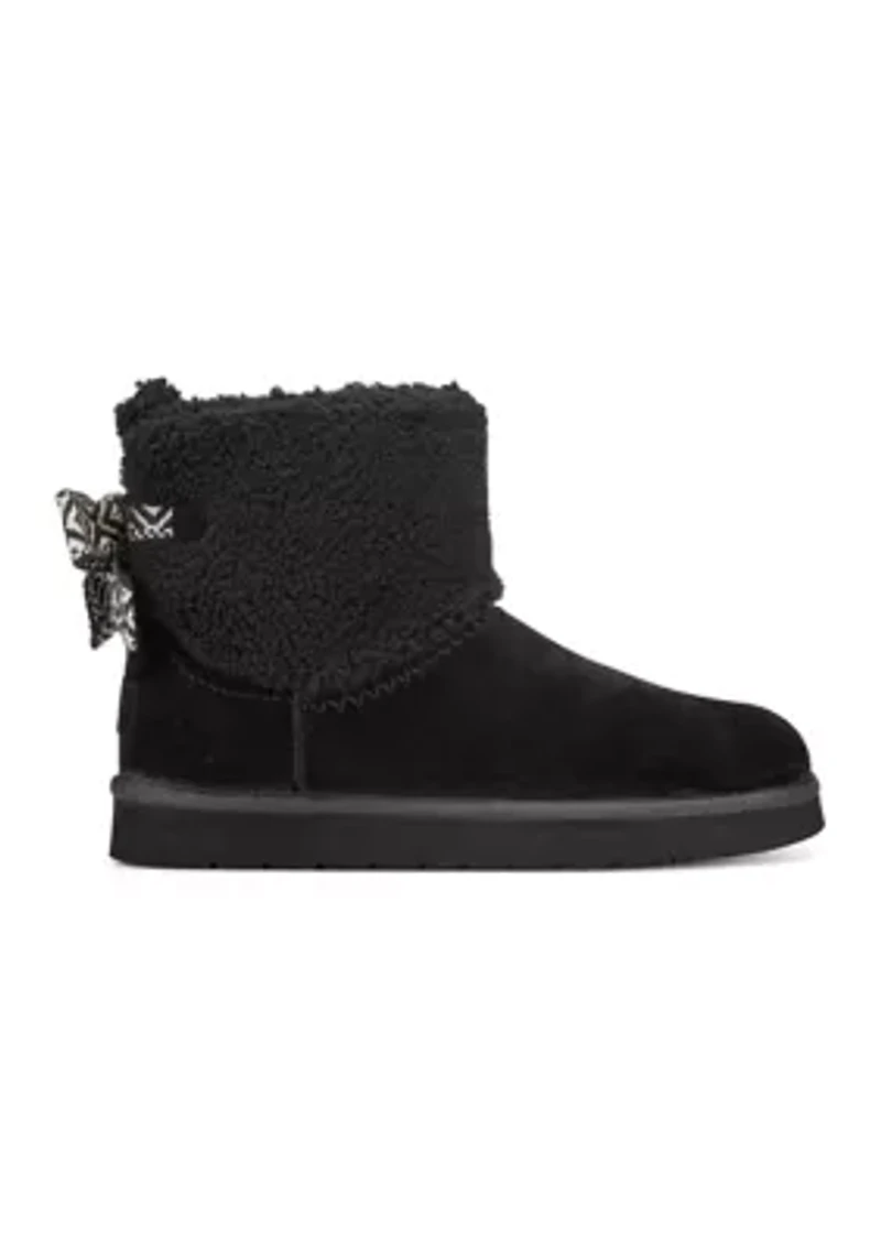 Wing Round Toe Casual Ankle Booties