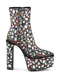 Fancy Mirror Embellished Platform High Heel Boots