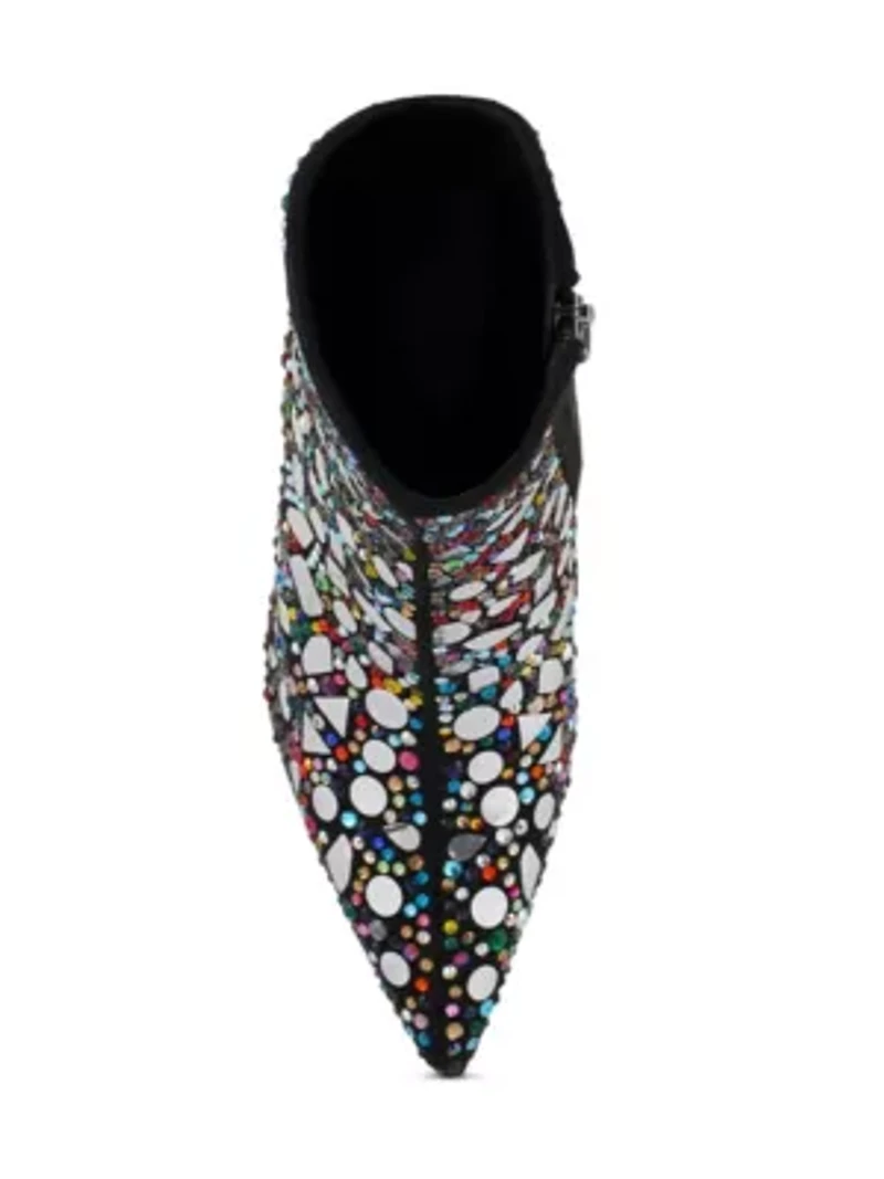 Fancy Mirror Embellished Platform High Heel Boots