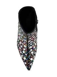 Fancy Mirror Embellished Platform High Heel Boots