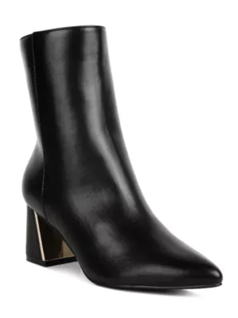 Kaira Metallic Accent Heel High Ankle Boots
