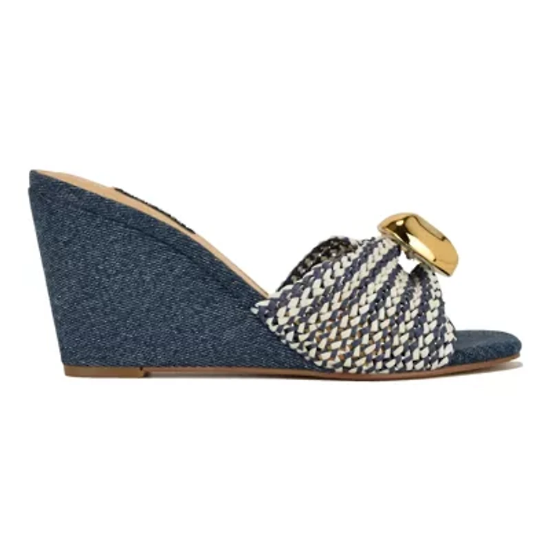 Nessla Slip-on Square Toe Dress Wedge Sandals