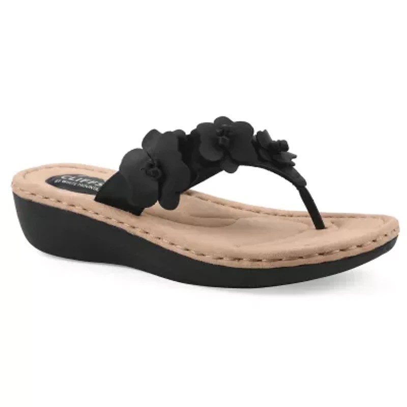 Cassilia Floral Mini Wedge Sandal - Wide Width