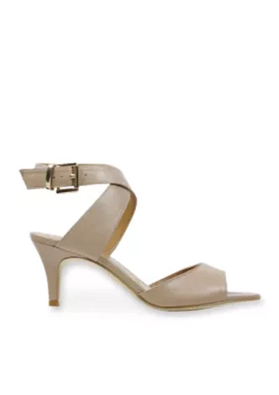 Soncino Criss Cross Ankle Strap Mid Heel Sandal  2.25