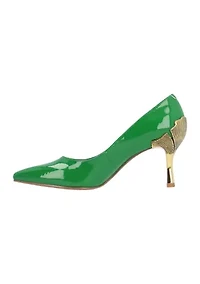 Tacy Gold Floral Heels