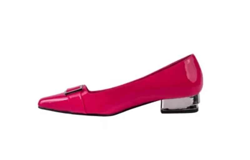 Dove, Metallic Heel & Buckle Flat