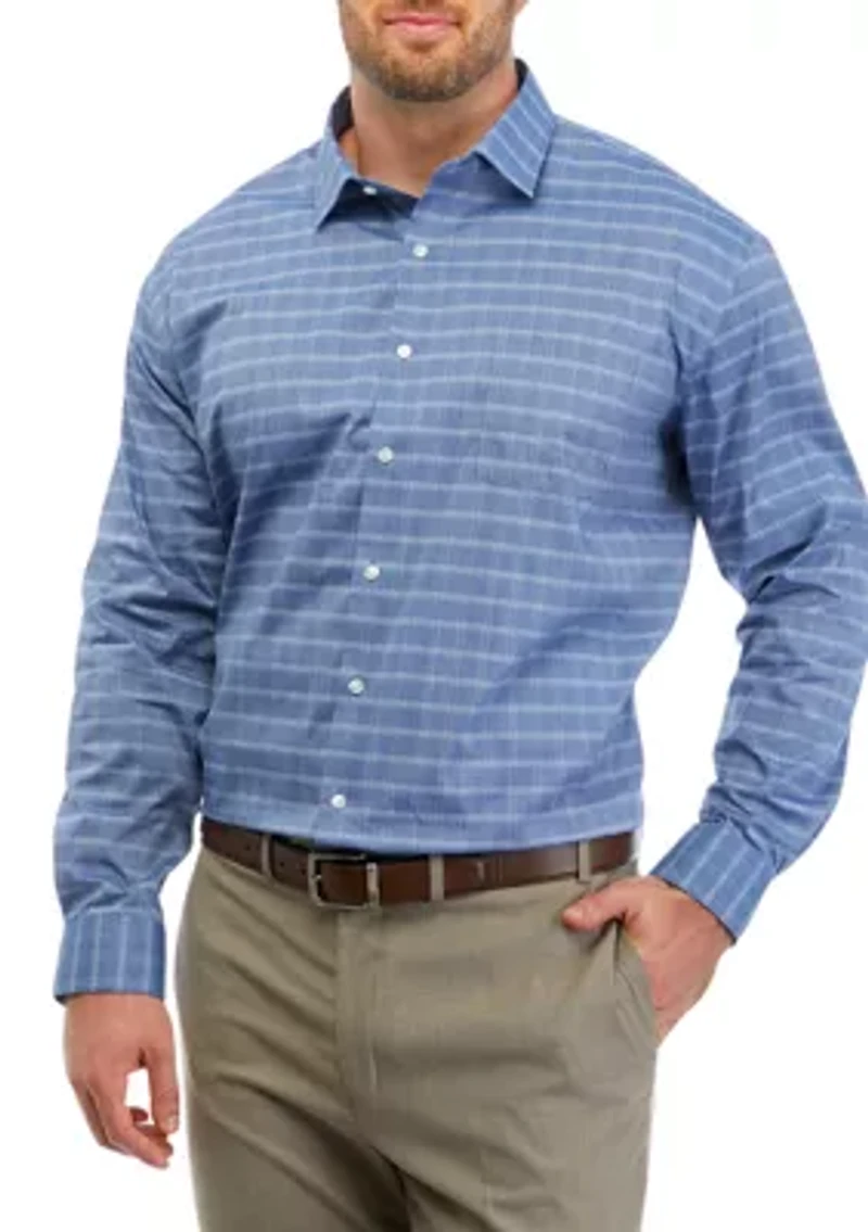 Men's Tall Regular Fit Wrinkle Free Plaid Shirt