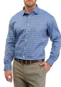 Men's Tall Regular Fit Wrinkle Free Plaid Shirt