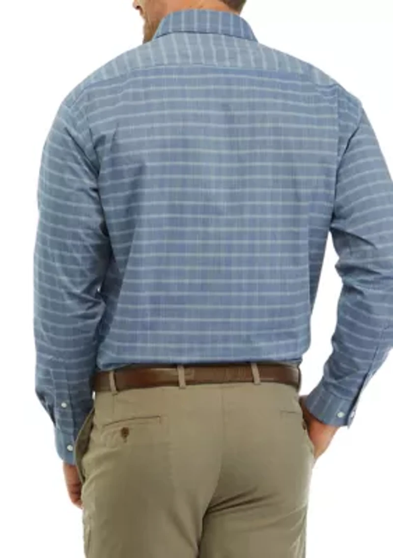 Men's Tall Regular Fit Wrinkle Free Plaid Shirt