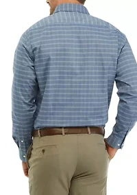 Men's Tall Regular Fit Wrinkle Free Plaid Shirt