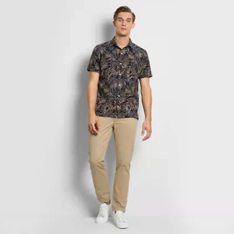 Short Sleeve Palm Print Camp Shirt