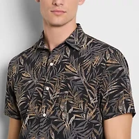 Short Sleeve Palm Print Camp Shirt