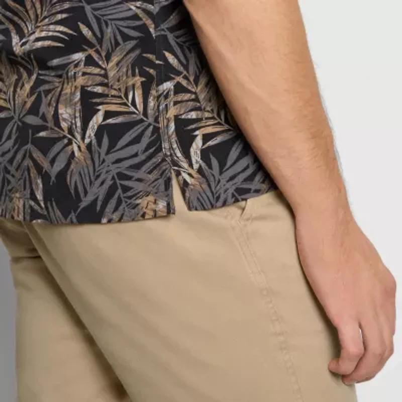 Short Sleeve Palm Print Camp Shirt