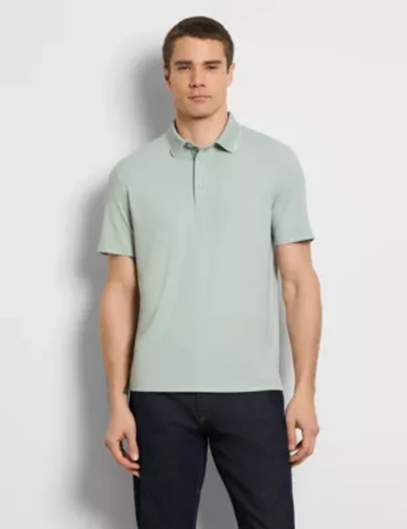 Birdseye Stripe Polo Short Sleeve Shirt