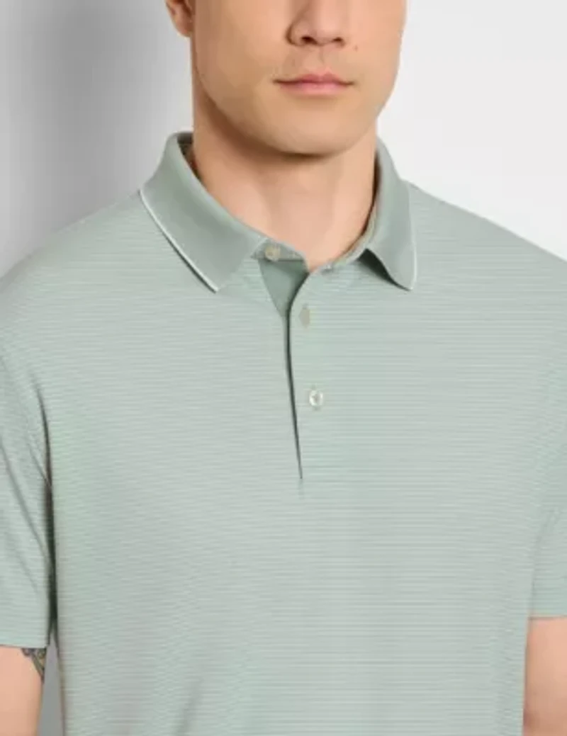 Birdseye Stripe Polo Short Sleeve Shirt