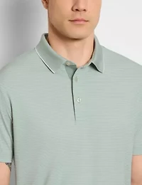 Birdseye Stripe Polo Short Sleeve Shirt