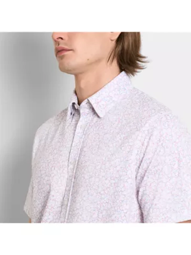 Pique Flower Button Up Top Shirt