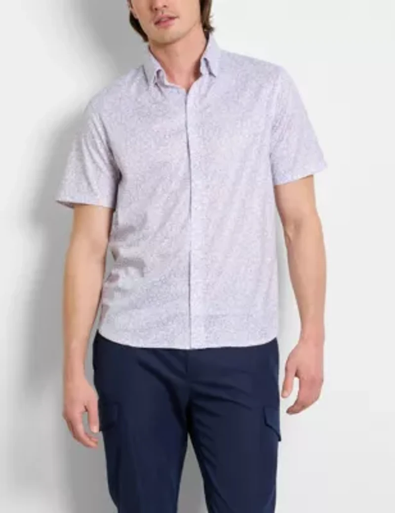 Pique Flower Button Up Top Shirt