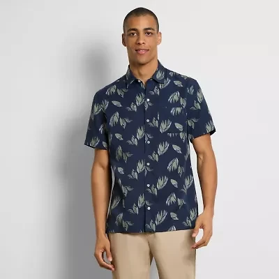 Short Sleeve Lily Leaf Print Camp Shirt