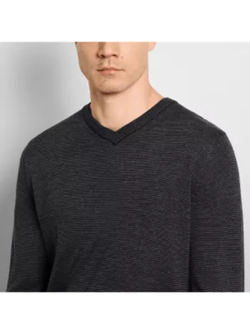 Essential End On Stripe LS V Neck Sweater