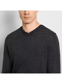 Essential End On Stripe LS V Neck Sweater