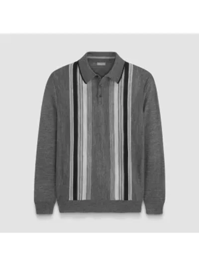 Essential LS Vertical Stripe Sweater Polo