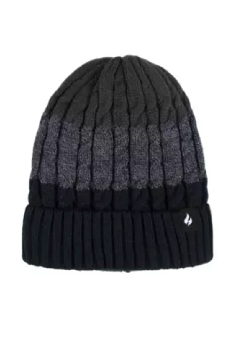 Mavis 3 Tone Cable Knit Hat w Turnover