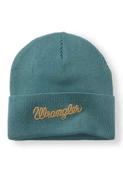 Embroidered Cuffed Knit Beanie