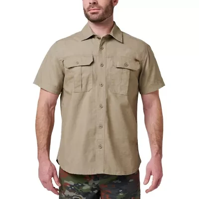 Men's Lucky Brand Workwear Short Sleeve Solid Cotton Slub Canvas Workshirt